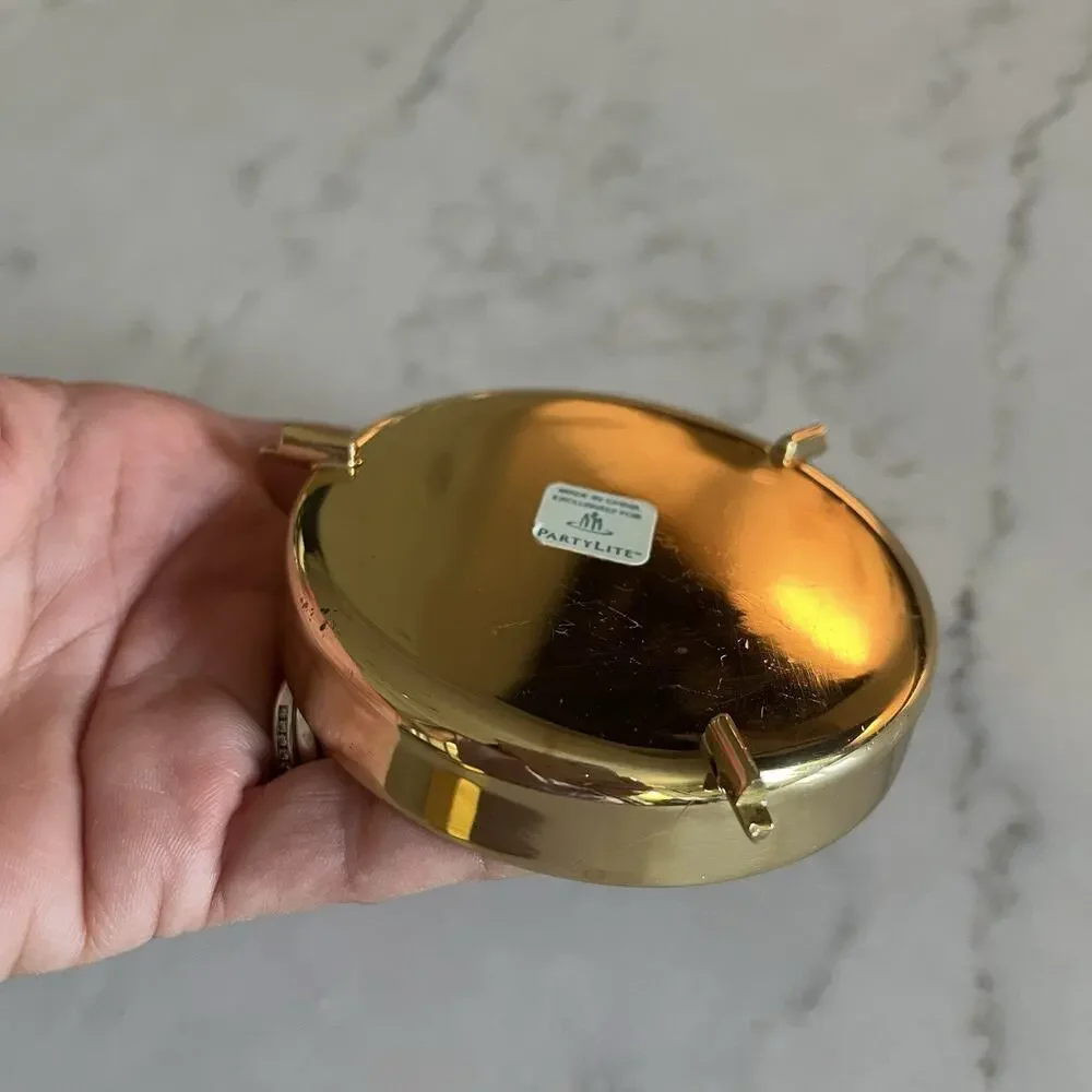 PartyLite Brass Disc Plate Candle Votive Holder Replacement Part removable plate